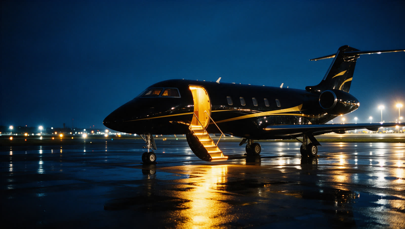 Goat 02, airstair down at night