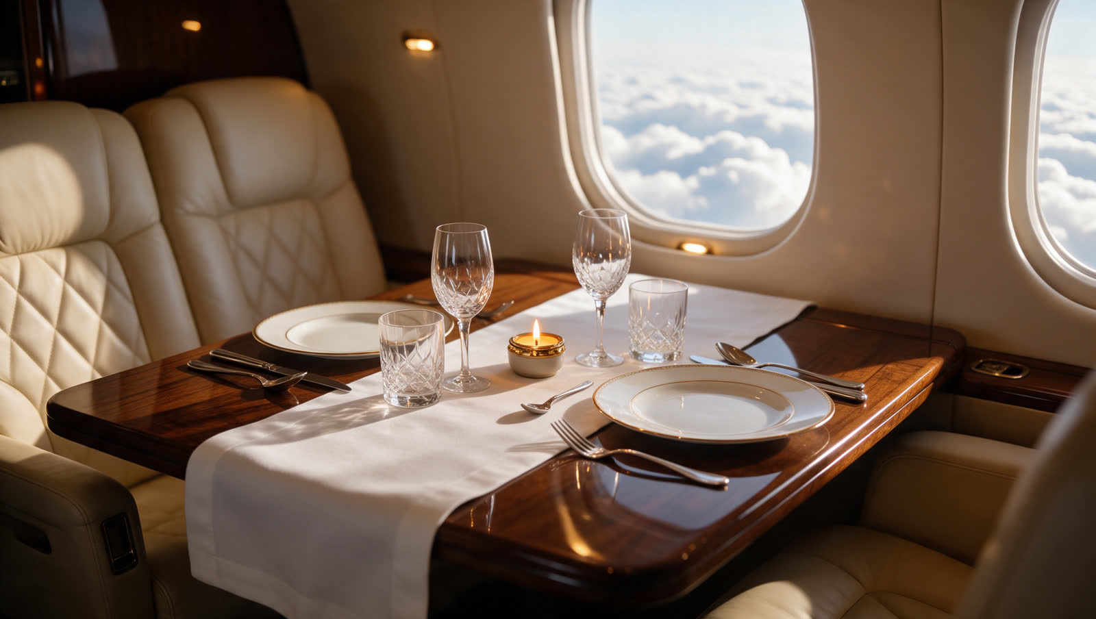 Dining laid for two at altitude
